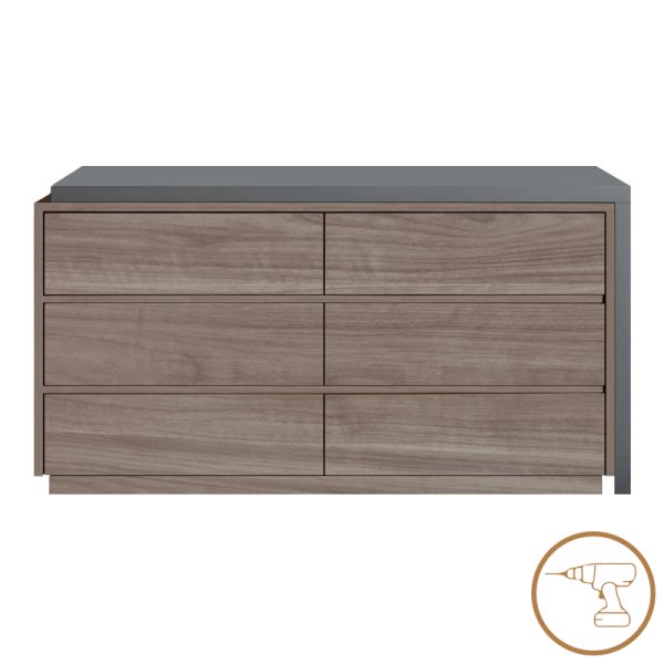 072 000108 7 Multifunctional desk with integrated drawer unit, Reaze pakoworld MDF in light walnut-anthracite color 120x50x73.5 cm.Office furniture > Working desk