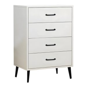 072 000118 10 Adrenile pakoworld mdf chest of drawers in white shade and black metal leg 80x40x84cmIndoor furniture > Drawers-consoles