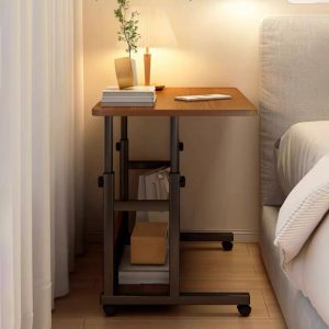 072 000125 2 11 Mobile desk Stolu I pakoworld mdf-metal in dark oak color 80x40x68cmOffice furniture > Working desk