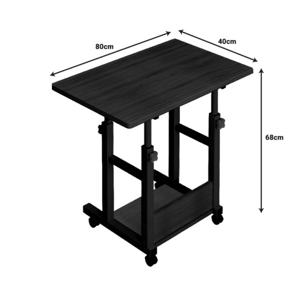 072 000125 3 11 Mobile desk Stolu I pakoworld mdf-metal in dark oak color 80x40x68cmOffice furniture > Working desk