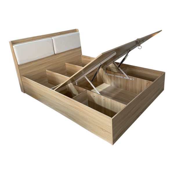 072 000127 2 6 Double bed Akvare pakoworld with storage mdf in natural color 150x200cmIndoor furniture > Beds