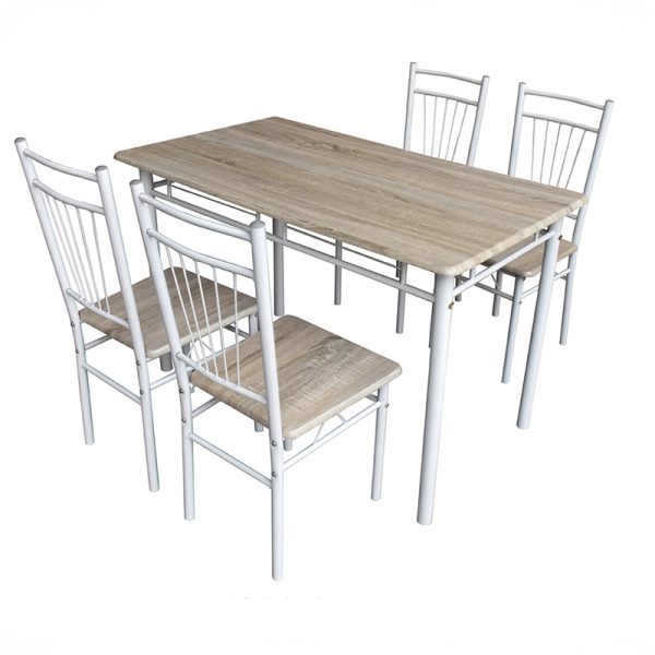 072 000134 9 Dining set Roza I pakoworld 5pcs in natural color with white metal legs 110x68x75cmIndoor furniture > Dinning sets