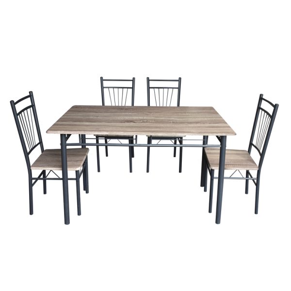 072 000135 12 Dining set Roza I pakoworld 5pcs in dark natural color with black metal legs 110x68x75cmIndoor furniture > Dinning sets