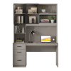 072 000137 7 Bookcase Lotus pakoworld with four doors by glass and wood in oak - dark grey color 80x40x200cmOffice furniture > Office closets