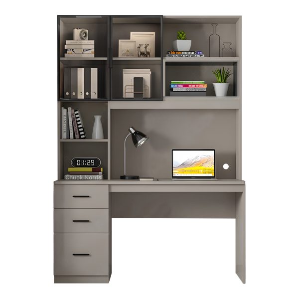072 000137 7 Computer desk-bookcase Citoro pakoworld mdf in beige color 120x50x180cmOffice furniture > Working desk