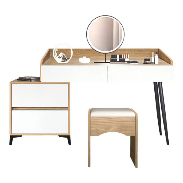 072 000138 2 Dressing table Gammon with stool pakoworld mdf in oak-white color 102x40x75cmIndoor furniture > Drawers-consoles