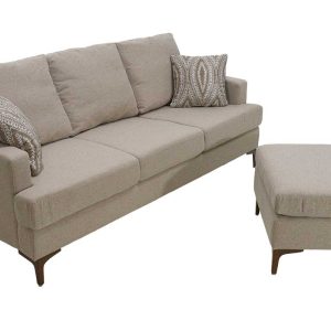 074 000001 4 6 Corner sofa Slim pakoworld with beige fabric and two pillows 185x140x70cmIndoor furniture > Cornered sofas
