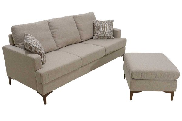 074 000001 4 6 Corner sofa Slim pakoworld with beige fabric and two pillows 185x140x70cmIndoor furniture > Cornered sofas