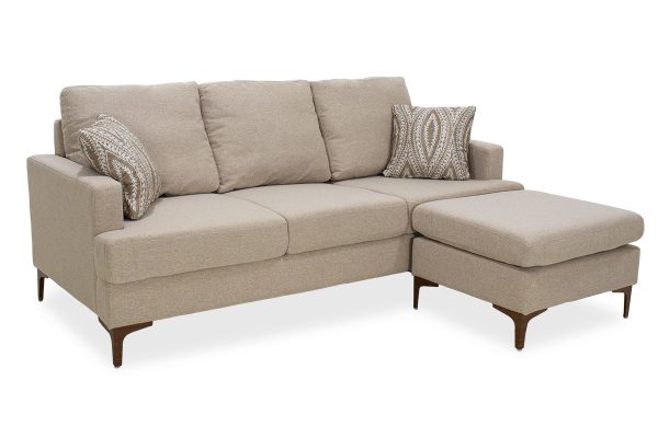 074 000001 9 Corner sofa Slim pakoworld with beige fabric and two pillows 185x140x70cmIndoor furniture > Cornered sofas