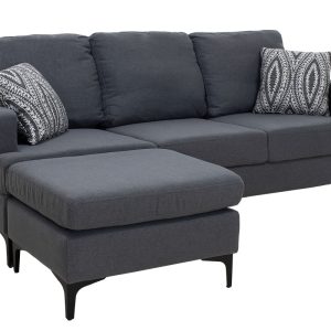 074 000003 2 8 Corner sofa with dark grey Slim pakoworld fabric and two pillows 185x140x70cmIndoor furniture > Cornered sofas