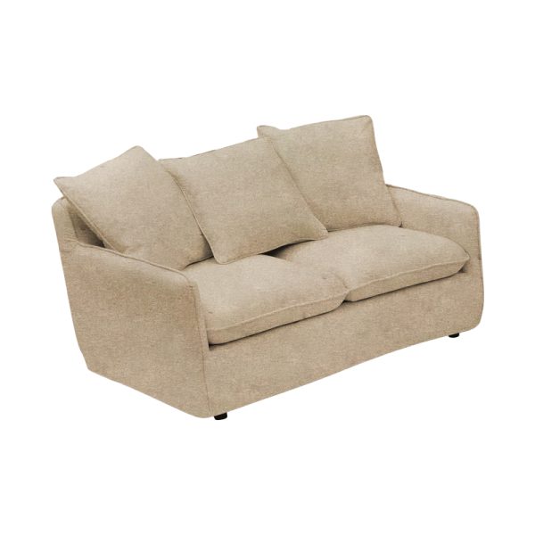 074 000024 7 2-seater sofa Interest pakoworld beige fabric with three pillows 140x85x90cmSPRING OFFERS