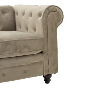 074 000028 3 3 2-seater sofa Incredible pakoworld beige velvet Chesterfield type 160x84x67cmIndoor furniture > Sofas