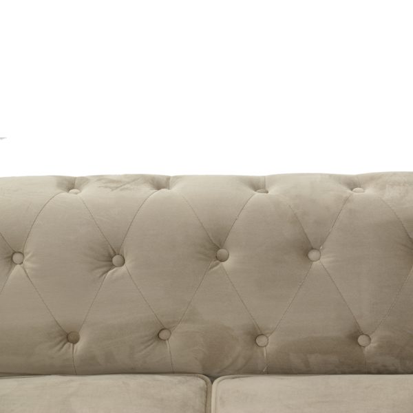 074 000028 4 3 2-seater sofa Incredible pakoworld beige velvet Chesterfield type 160x84x67cmIndoor furniture > Sofas