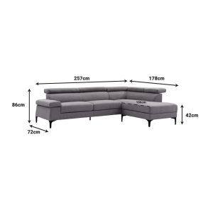 074 000031 3 3 Left corner sofa Gracious pakoworld beige fabric 257x178x86cmSPRING OFFERS