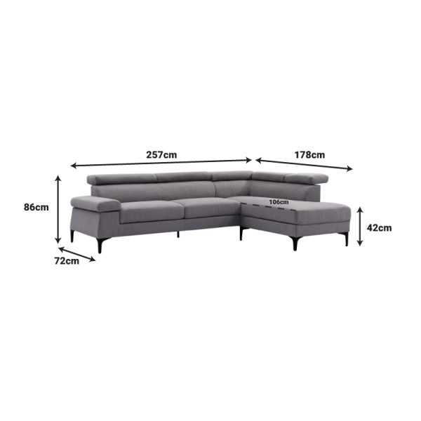 074 000031 3 3 Left corner sofa Gracious pakoworld beige fabric 257x178x86cmSPRING OFFERS