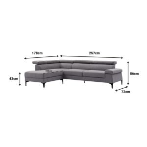 074 000032 3 2 Right corner sofa Gracious pakoworld beige fabric 257x178x86cmSPRING OFFERS