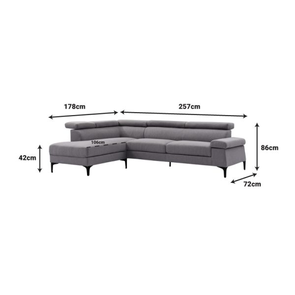 074 000032 3 2 Right corner sofa Gracious pakoworld beige fabric 257x178x86cmSPRING OFFERS