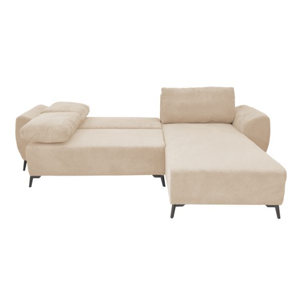 074 000042 2 5 Three-seater sofabed with storage Settee Pakoworld fabric in beige color 286x204x93cmIndoor furniture > Cornered sofas