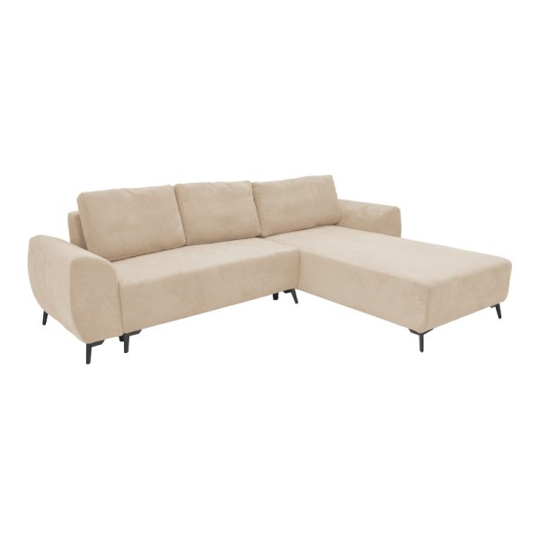 074 000042 8 Three-seater sofabed with storage Settee Pakoworld fabric in beige color 286x204x93cmIndoor furniture > Cornered sofas