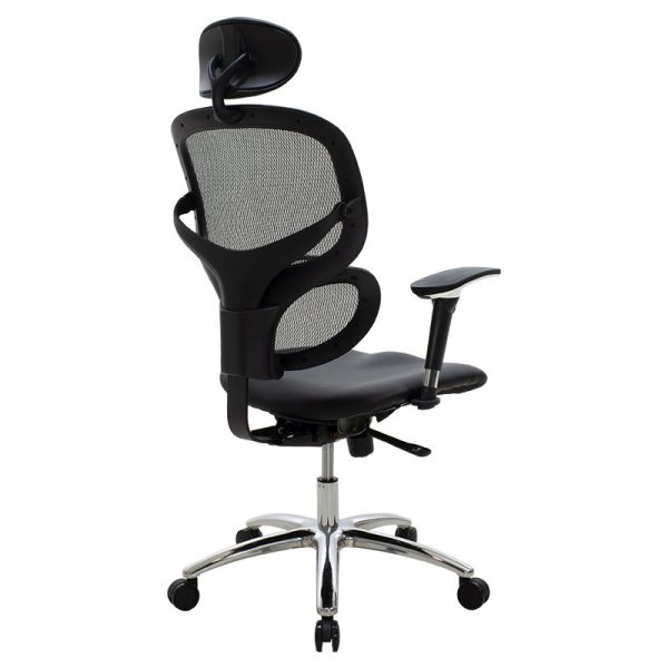 076 000008 2 3 Manager office chair Freedom pakoworld SUPREME QUALITY mesh-pu in black colourSPRING OFFERS