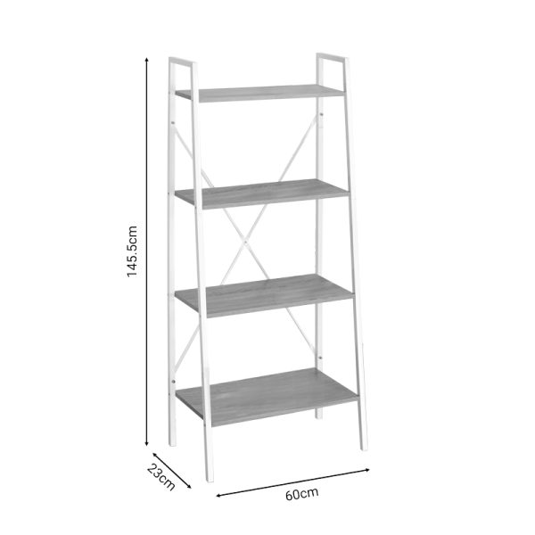 085 000017 2 2 Bookcase Ramon pakoworld natural melamine-metal white 60x23x145.5cmIndoor furniture > Bookshelves