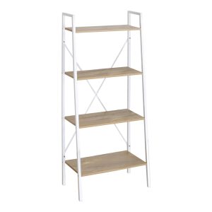 085 000017 3 Bookcase Ramon pakoworld natural melamine-metal white 60x23x145.5cmIndoor furniture > Bookshelves