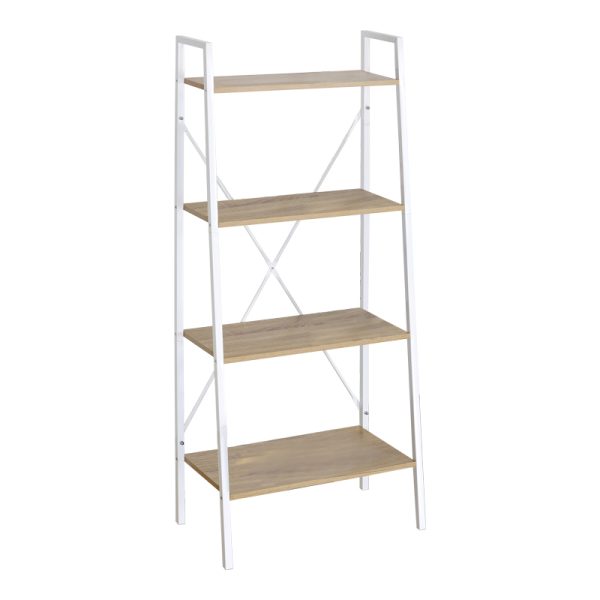 085 000017 3 Bookcase Ramon pakoworld natural melamine-metal white 60x23x145.5cmIndoor furniture > Bookshelves