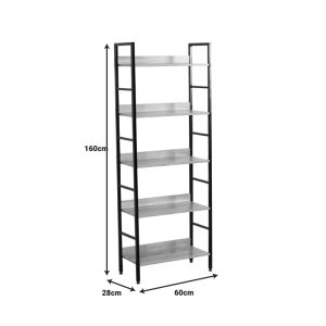 085 000022 4 8 Bookcase Elbo pakoworld natural-black steel 60x28x160cmIndoor furniture > Bookshelves