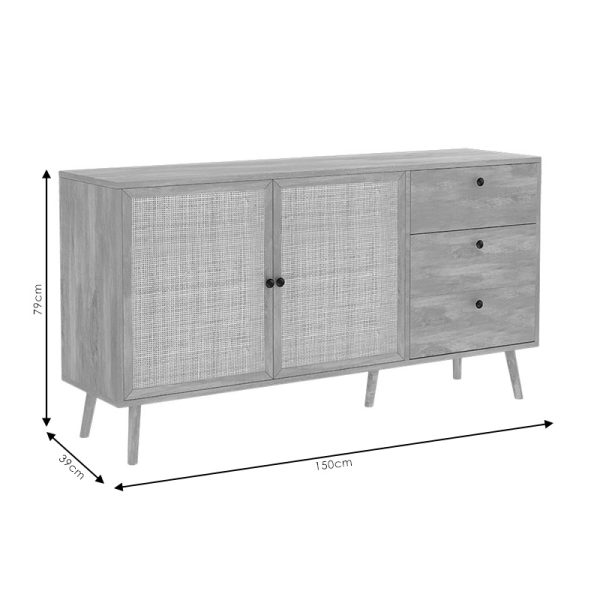 086 000004 3 7 Buffet Oslo pakoworld sonoma 150x39x79cmIndoor furniture > Buffets