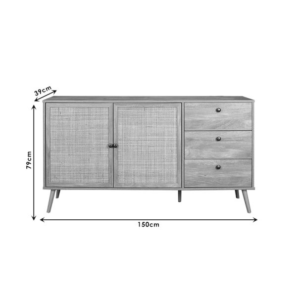 086 000004 4 7 Buffet Oslo pakoworld sonoma 150x39x79cmIndoor furniture > Buffets
