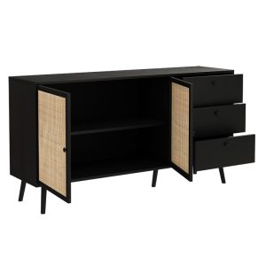 086 000016 2 2 Buffet Oslo pakoworld blacknatural 150x39x79cmSPRING OFFERS