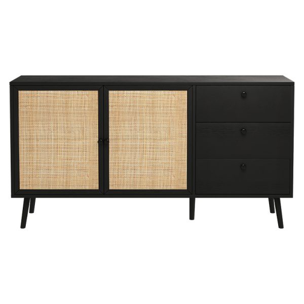 086 000016 3 2 Buffet Oslo pakoworld blacknatural 150x39x79cmSPRING OFFERS
