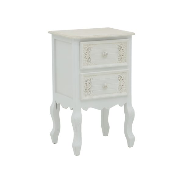 087 000010 15 Pazlen Inart bedside antique white color mdf 40x45x65cmIndoor furniture > Bedside tables