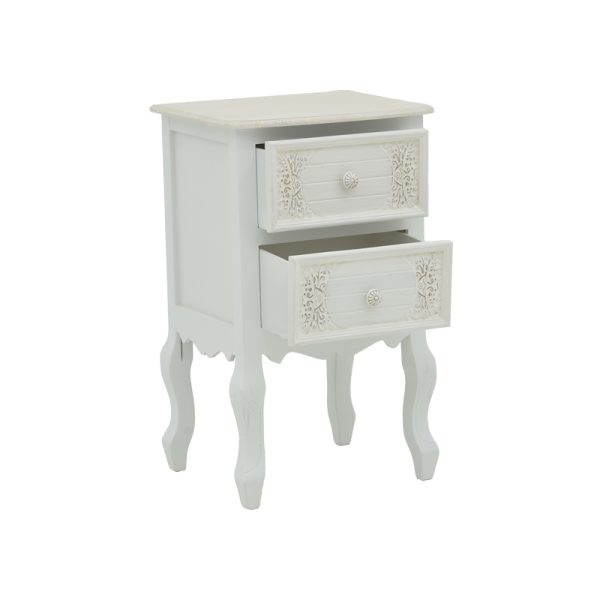 087 000010 2 12 Pazlen Inart bedside antique white color mdf 40x45x65cmIndoor furniture > Bedside tables