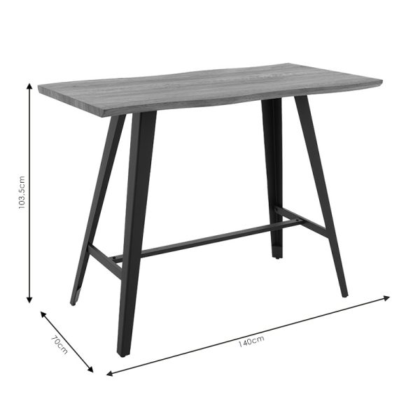 093 000014 4 7 Dining table bar Fortitude pakoworld MDF walnut - black metal legs 140x70x103.5cmIndoor furniture > Dining Tables