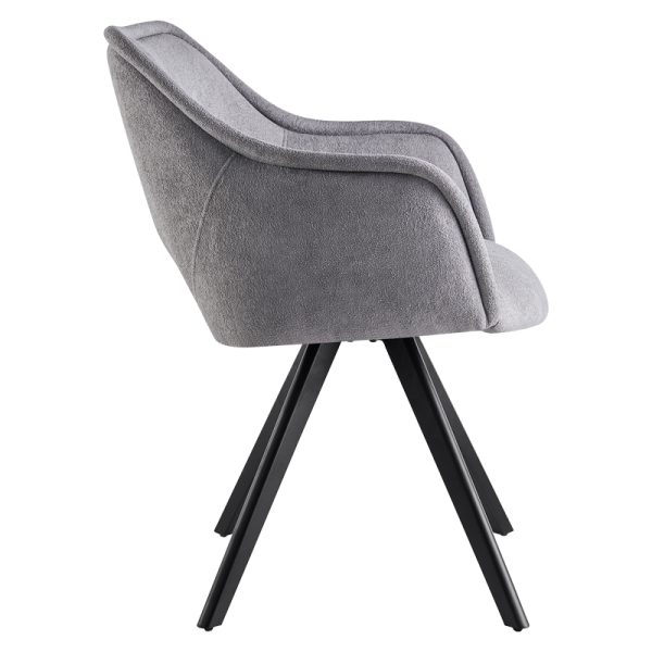 093 000036 2 5 Rotating armchair Soreyia pakoworld light grey fabric-black metal leg 63x59x83cmIndoor furniture > Armchairs