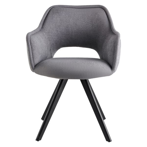 093 000036 3 5 Rotating armchair Soreyia pakoworld light grey fabric-black metal leg 63x59x83cmIndoor furniture > Armchairs