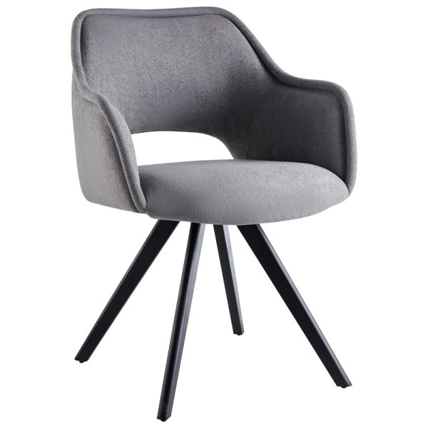 093 000036 8 Rotating armchair Soreyia pakoworld light grey fabric-black metal leg 63x59x83cmIndoor furniture > Armchairs