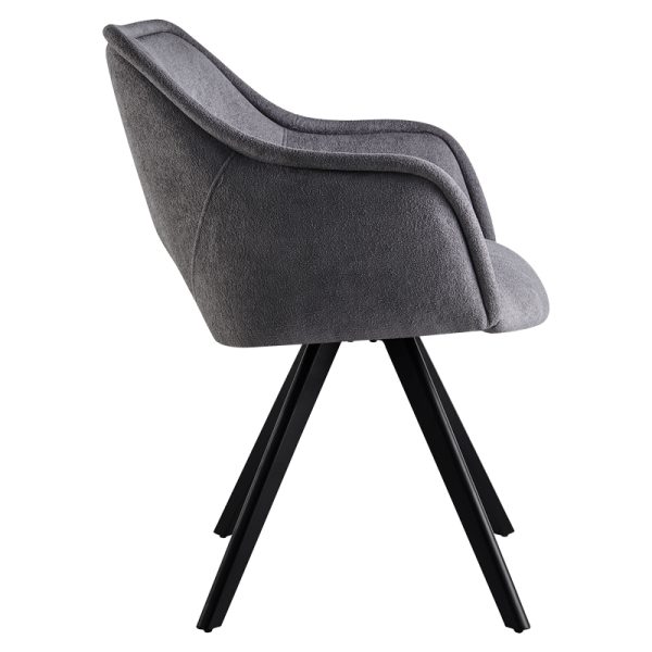 093 000037 2 4 Rotating armchair Soreyia pakoworld dark grey fabric-black metal leg 63x59x83cmIndoor furniture > Armchairs