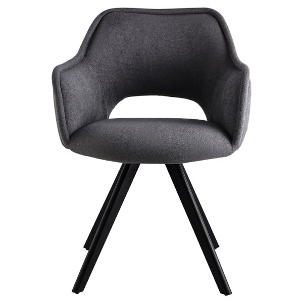 093 000037 3 4 Rotating armchair Soreyia pakoworld dark grey fabric-black metal leg 63x59x83cmIndoor furniture > Armchairs