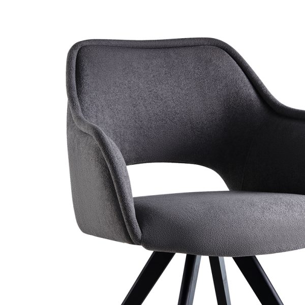 093 000037 4 4 Rotating armchair Soreyia pakoworld dark grey fabric-black metal leg 63x59x83cmIndoor furniture > Armchairs