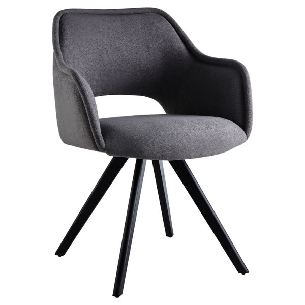 093 000037 7 Rotating armchair Soreyia pakoworld dark grey fabric-black metal leg 63x59x83cmIndoor furniture > Armchairs