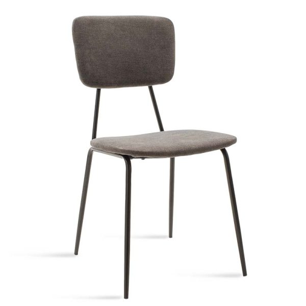 096 000009 6 Chair Tania pakoworld dark grey antique fabric-black legIndoor furniture > Chairs