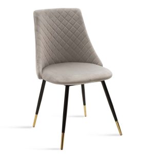 096 000013 6 Chair Giselle pakoworld velvet grey leg black-goldenIndoor furniture > Chairs