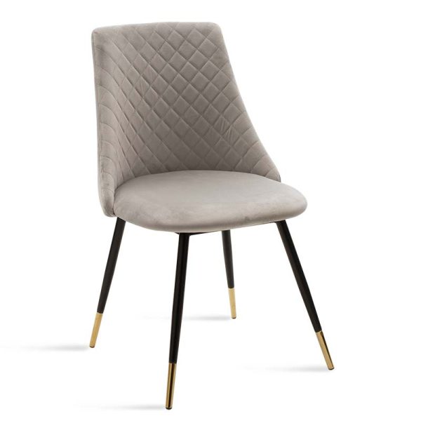 096 000013 6 Chair Giselle pakoworld velvet grey leg black-goldenIndoor furniture > Chairs