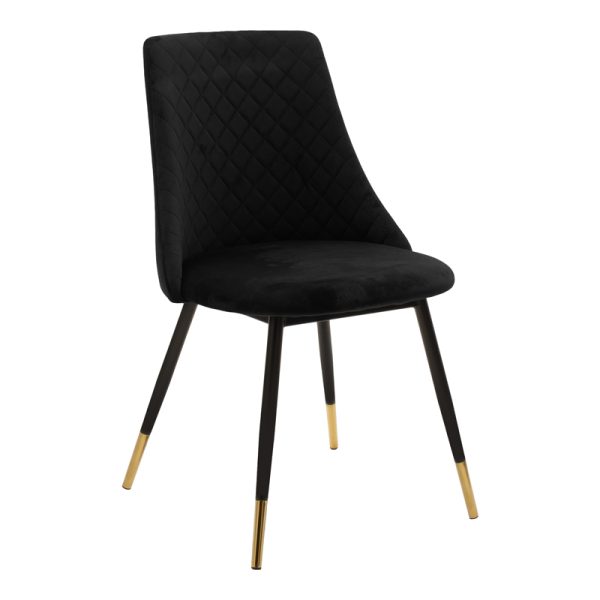 096 000037 10 Chair Giselle pakoworld black velvet leg black-goldenIndoor furniture > Chairs