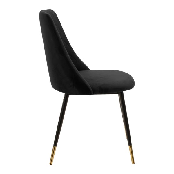 096 000037 2 7 Chair Giselle pakoworld black velvet leg black-goldenIndoor furniture > Chairs