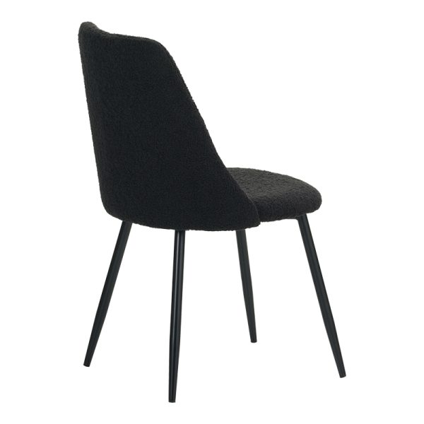 096 000040 2 4 Giselle chair pakoworld bouclé fabric in black shade 51x52x82cm