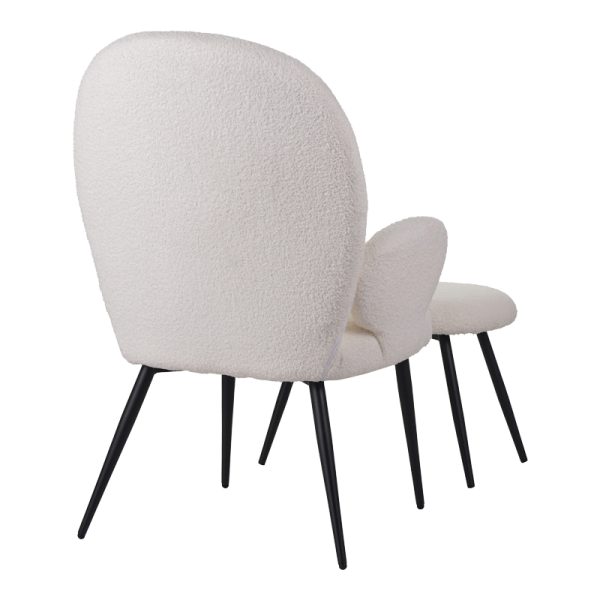 096 000044 2 7 Armchair with footstool Qarar pakoworld boucle fabric in white shade with black metal legs 67.5x67.5x106cmIndoor furniture > Living room armchairs