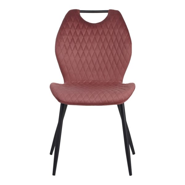 096 000046 4 3 Bongo chair pakoworld velvet in rotten apple shade with black metal legs 56.5x47x84cmIndoor furniture > Chairs